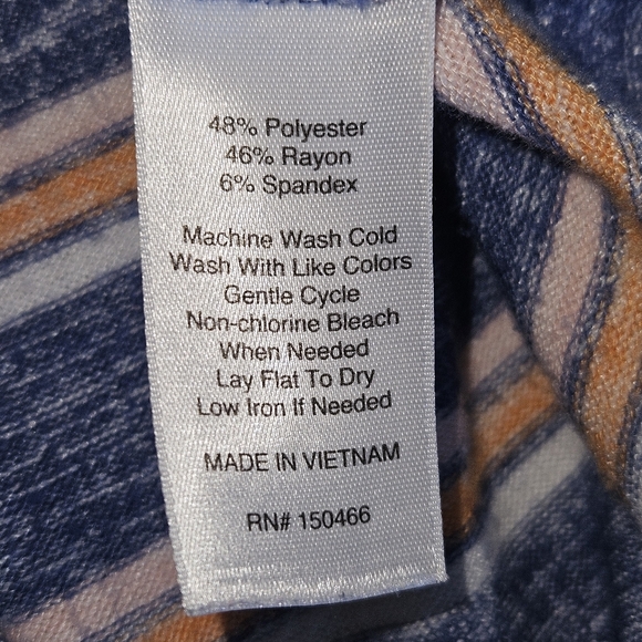 Market & Spruce Stitch Fix blue white & peach striped dress sleeveless - Picture 5 of 7